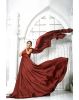 Rosewood Sleeveless Gown with Pleated Shoulder Extended Tail