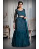 Teal Blue Intricate Sequin Detailed Mermaid Cut Lehenga With Same Color Crop Top And Dupatta