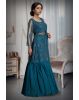 Teal Blue Intricate Sequin Detailed Mermaid Cut Lehenga With Same Color Crop Top And Dupatta
