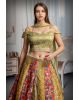 Yellow Haldi Lehenga With Multi Color Embellishments Detail In Skirt Part Along With Cold Shoulder Crop Top