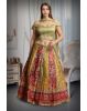 Yellow Haldi Lehenga With Multi Color Embellishments Detail In Skirt Part Along With Cold Shoulder Crop Top
