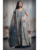 Dark Blue Cold Shoulder Anarkali Lehenga With Same Color Dupatta