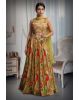 Yellow Multi Color Crop Top Lehenga With Same Color Dupatta