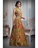 Yellow Multi Color Crop Top Lehenga With Same Color Dupatta