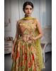 Yellow Multi Color Crop Top Lehenga With Same Color Dupatta