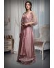 Salmon Pink Draped Indowestern With Stone Work Cape Details
