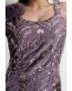 Purple Heavy Embellished Mermaid Gown With Flower Detail On Shoulder