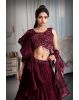 Plum Purple Frilled Lehenga With Stone Worked Crop Top Along With Frilled Dupatta