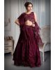 Plum Purple Frilled Lehenga With Stone Worked Crop Top Along With Frilled Dupatta