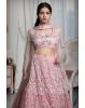 Baby Pink Pre Wedding Lehenga With Intricate Stone Work Details Along With Same Color Dupatta