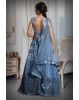 Light Blue Net Lehenga With Ombre Shade Details Over Skirt With Crop Top And Same Color Dupatta