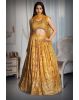 Golden Yellow Pre Wedding Lehenga With Orange Threadwork Details