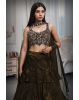 Pine Green Multilayered Pre Wedding Lehenga With Same Color Dupatta