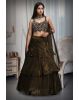 Pine Green Multilayered Pre Wedding Lehenga With Same Color Dupatta