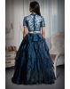 Dark Blue Frilled Lehenga With Stone Worked Crop Top Along With Frilled Dupatta