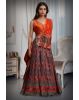 Dark Orange Printed Pre Wedding Lehenga With Heavy Detailed Dupatta In Same Color Coordination