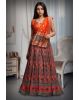 Dark Orange Printed Pre Wedding Lehenga With Heavy Detailed Dupatta In Same Color Coordination