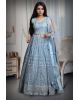 Light Blue Pre Wedding Lehenga With Intricate Threadwork Details