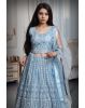 Light Blue Pre Wedding Lehenga With Intricate Threadwork Details
