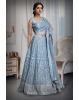 Light Blue Pre Wedding Lehenga With Intricate Threadwork Details