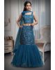 Spruce Blue Intricate Sequin Detailed Mermaid Cut Lehenga With Same Color Crop Top And Dupatta