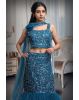 Spruce Blue Intricate Sequin Detailed Mermaid Cut Lehenga With Same Color Crop Top And Dupatta