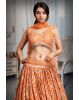 Tangerine Orange Lehenga With Multi Color Embellishments Detail In Skirt Part Along With Crop Top And Same Color Dupatta