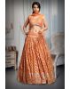 Tangerine Orange Lehenga With Multi Color Embellishments Detail In Skirt Part Along With Crop Top And Same Color Dupatta