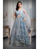 Light Blue Pre Wedding Lehenga With Intricate Stone Work Details Along With Same Color Dupatta