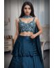 Spruce Blue Multilayered Pre Wedding Lehenga With Same Color Dupatta