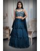Spruce Blue Multilayered Pre Wedding Lehenga With Same Color Dupatta