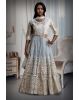 Light Grey Anarkali Lehenga With Exquisite Threadwork details