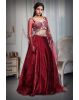 Cherry Red Pre Wedding Lehenga With Exquisite Stoneworked Crop Top Along With Same Color Dupatta