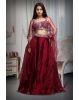 Cherry Red Pre Wedding Lehenga With Exquisite Stoneworked Crop Top Along With Same Color Dupatta