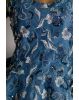 Cerulean Blue Ball Gown With Exquisite Threadwork Details Along With Same Color Veil