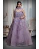 Light Lavender Ball Gown With Exquisite Threadwork Details Along With Same Color Veil