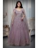 Lavender Heavy Threadwork Embellished Bridal Gown  With Long Cape Sleeve
