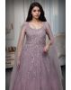 Lavender Heavy Threadwork Embellished Bridal Gown  With Long Cape Sleeve