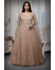 Beige Heavy Threadwork Embellished Bridal Gown  With Long Cape Sleeve