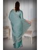 Turquoise Blue Pleated Silk Saree