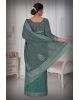 Russian Green  Glitter Net  Saree