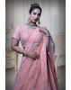 Peach Jaal Work Silk Lehenga