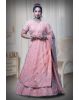 Peach Jaal Work Silk Lehenga