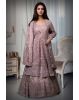 Heavy Stone Worked Jacket Anarkali Lehenga In Pastel Mauve Colour With Long Tail , Skirt And Same Colour Dupatta