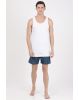Men's Super Combed Cotton Round Neck Sleeveless Vest with Extended Length for Easy Tuck - White