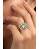 Aqua Green Halo Statement Ring with CZ Stones