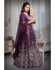 Light Purple Borderless Printed Lehenga Skirt With Heavy Detailed Blouse with Threadwork and Mirror work With Dark Purple Detailed Dupatta