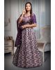 Light Purple Borderless Printed Lehenga Skirt With Heavy Detailed Blouse with Threadwork and Mirror work With Dark Purple Detailed Dupatta