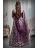 Light Purple Borderless Printed Lehenga Skirt With Heavy Detailed Blouse with Threadwork and Mirror work With Dark Purple Detailed Dupatta