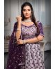 Light Purple Borderless Printed Lehenga Skirt With Heavy Detailed Blouse with Threadwork and Mirror work With Dark Purple Detailed Dupatta